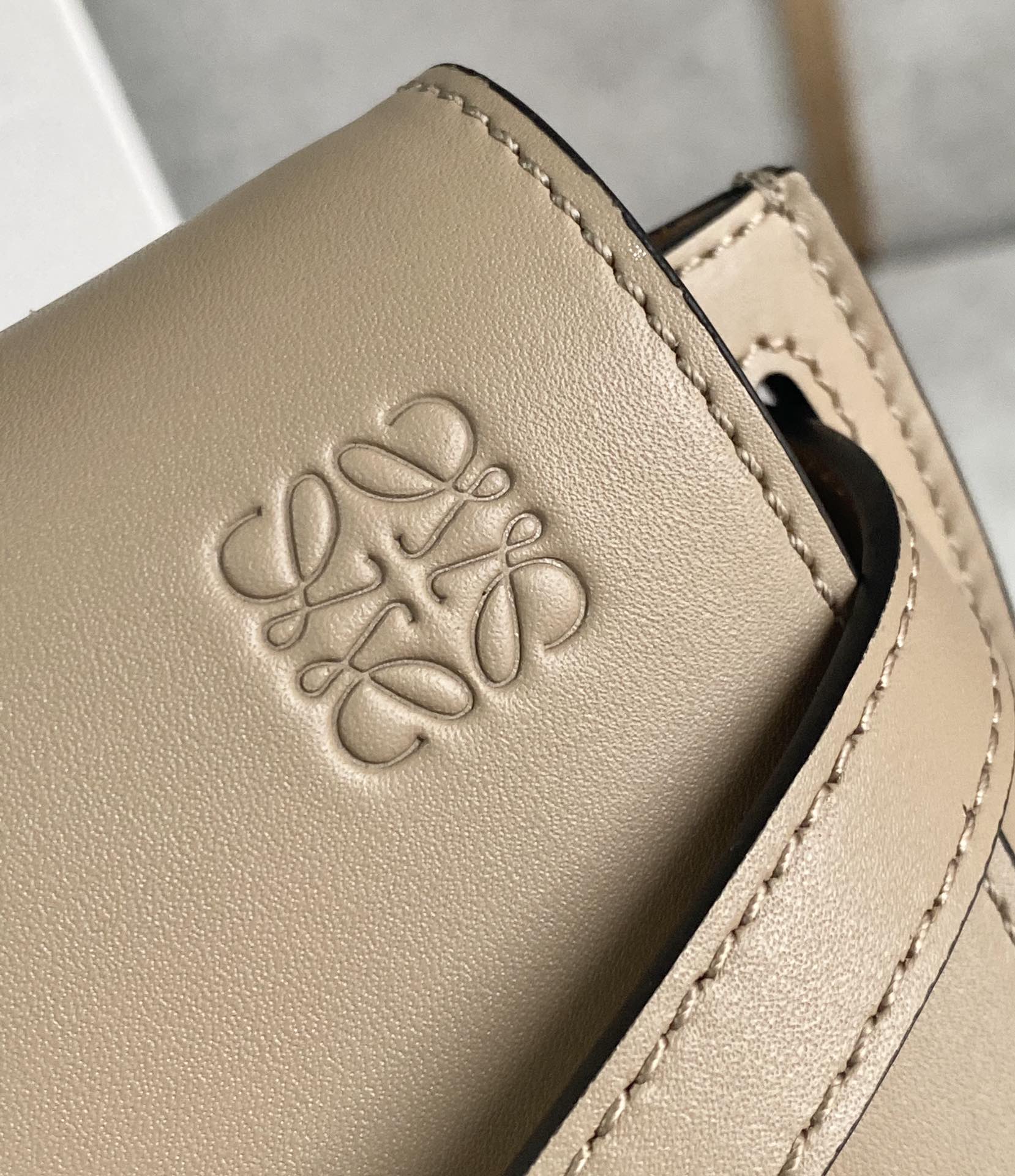 Loewe Mini Gate Dual Bag in Soft Calfskin and Jacquard Sand